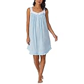 Eileen West Sleepwear & Loungewear for Women - Dobby Stripe Collection - 100% Cotton Lightweight Short Chemise Nightgown