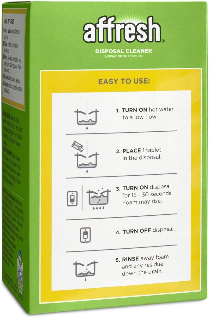 Affresh W10509526 Garbage Disposal Cleaner | Removes Odor Causing Residues, U.S. EPA Safer Choice Certified, 3 Tablets: Home Improvement