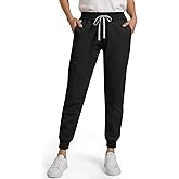 Dvoliaw Medical Scrub Pants for Women Jogger Scrub Pants with 5 Pockets Drawstring Cargo Pants Mid-Rise Womens Scrubs Pant