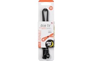 Nite Ize GLS12-01-2R3 Gear Tie Loopable, The Original Reusable Rubber Twist Tie With Sturdy Integrated Loop, 12 Inch, Black, 2-Pack, Made in the USA