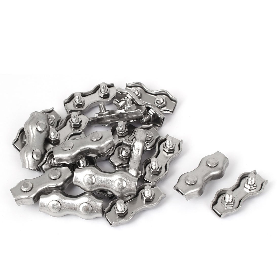 Sourcingmap M4 Stainless Steel Duplex 2-Post Wire Rope Clip Cable Clamp 20 Pcs