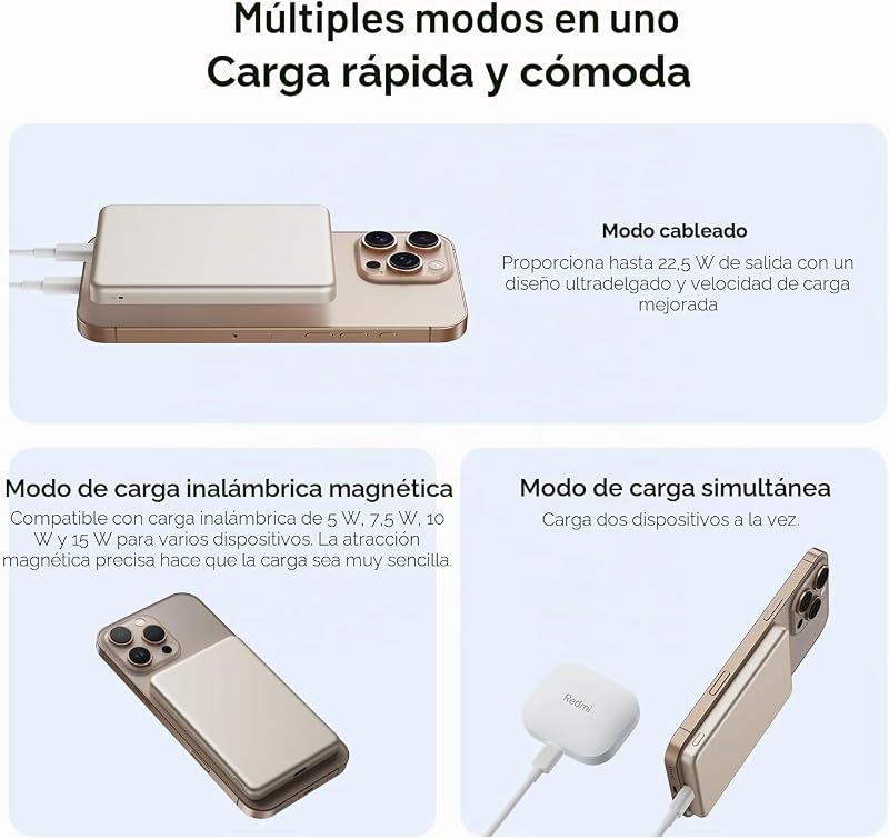 Super Slim Magnetic Power Bank 5000 Negro