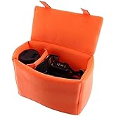 Qinlorgo Camera Insert Bag, Nylon + Velvet DSLR Camera Bag Camera Protect Bag Camera Purse Camera Sleeve 24x12x18cm for SLR Camera Professionals(Orange)
