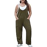 OLRIK Women Plus Size Overalls Adjustable Strap Stretchy Jumpsuit Loose Comfy Romper with Pocket Spring Summer Outfits 2026