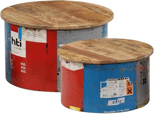 Amazon De Festnight 2er Set Couchtisch Rund Gro Klein Beistelltisch Im Industrie Design Retro