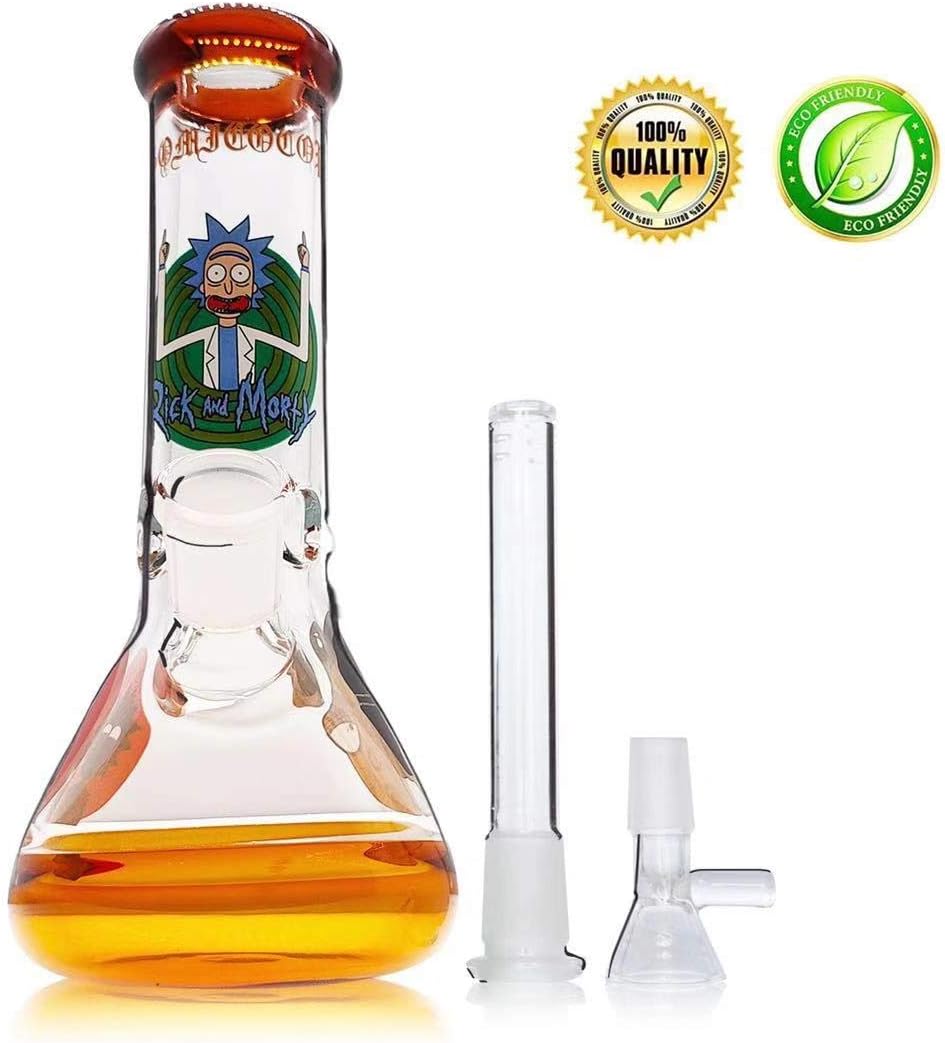 locinoe - 3D Rick & Morty Handmade Pipe Glass Vase -Glass Big Water Chamber, Handmade Glass Design(Browm)