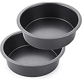 HONGBAKE Round Cake Pan Set for Baking, 8 Inch, Nonstick Deeper Circle Cake Pans with Wider Grips, 2 Pieces Layer Cake Tin, Cheesecake Mold, Huty Duty, Dishwasher Safe - Grey