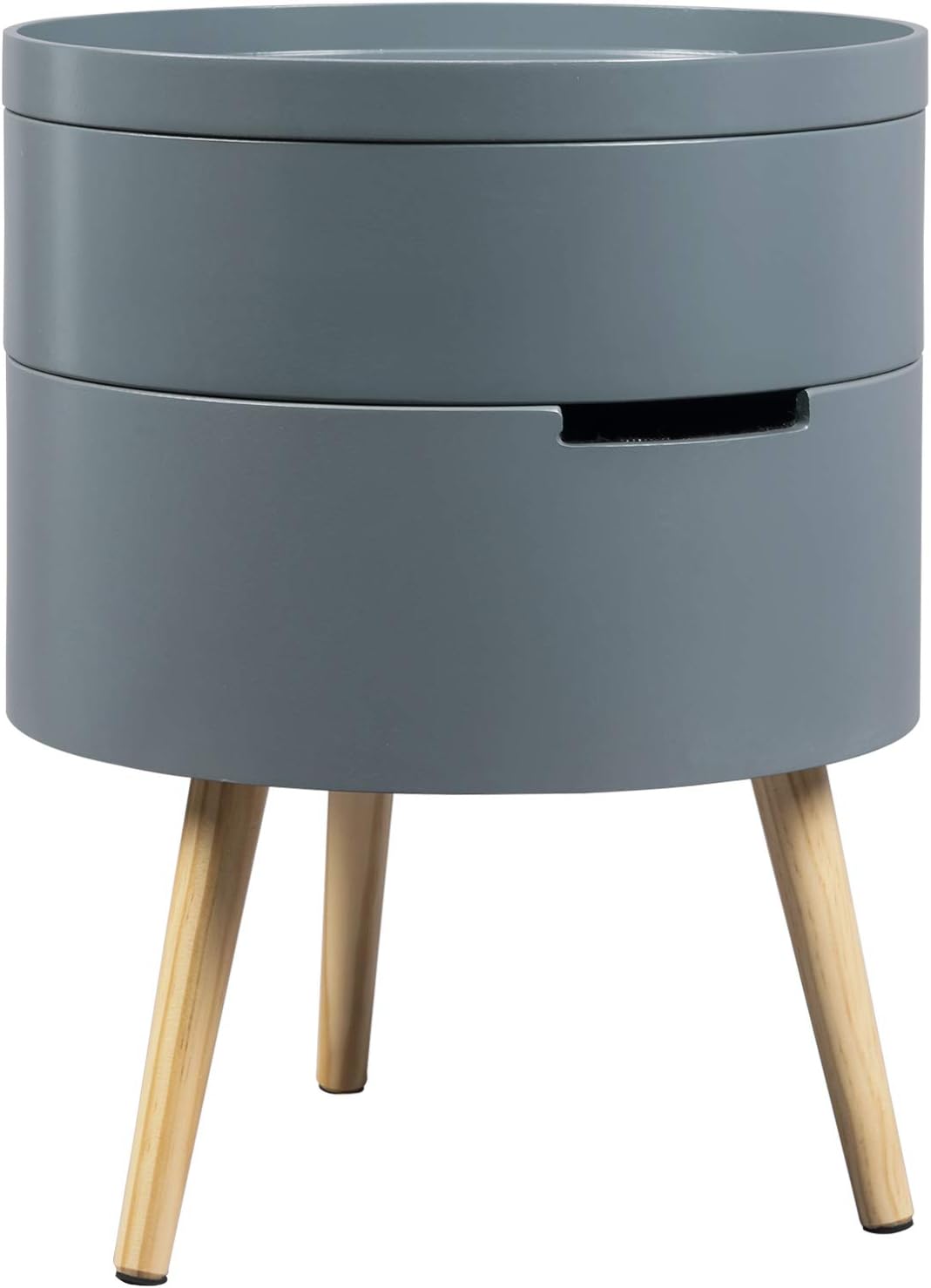 eSituro Bedside Table Grey Round Nightstand Storage Unit Side