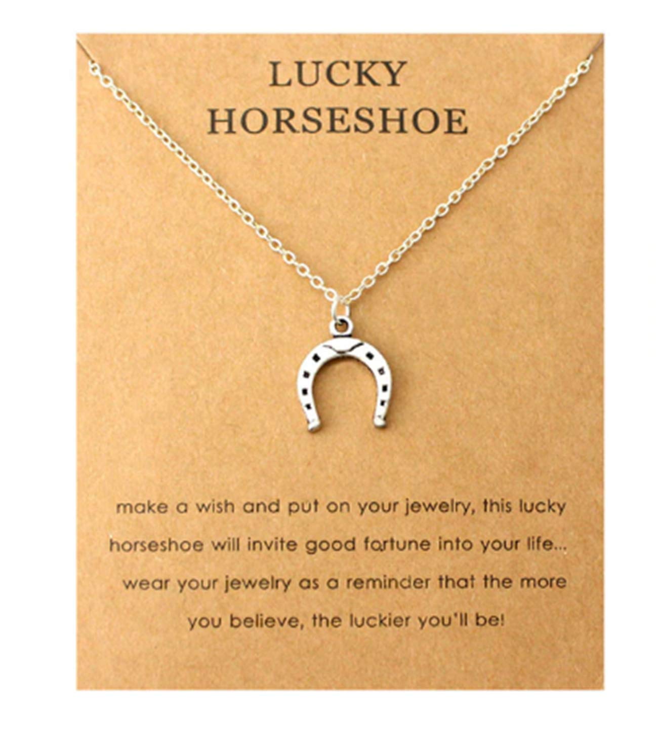 CrownOfRibbons Lucky Horseshoe Necklace for Women and Girls, Good Luck Pendant, Inspirational Jewellery