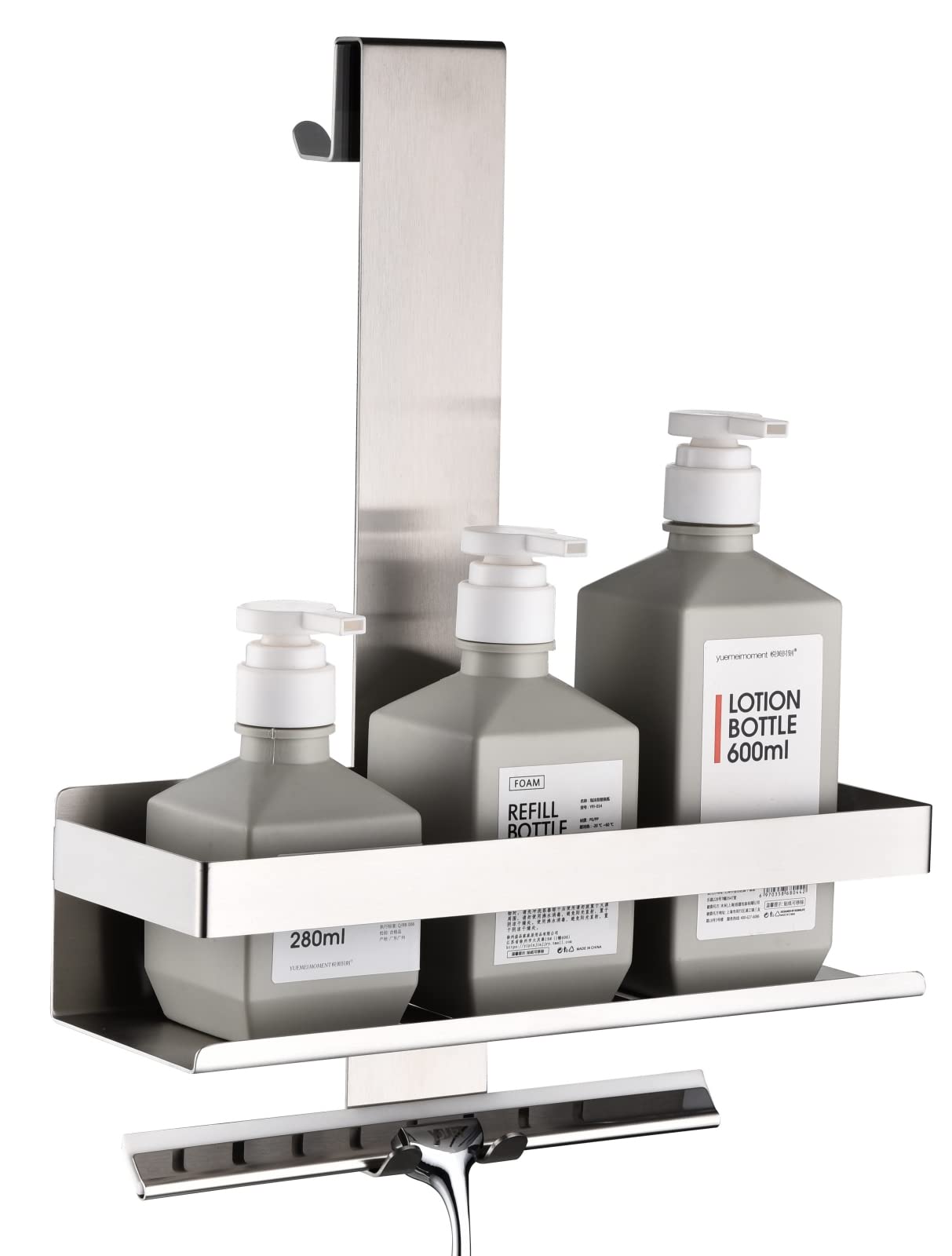 HomeHeng Shower Caddy Hanging Brushed Nickel, Bathroom Stainless Steel Rustproof Hanging Shower Basket/Shower Shelf With Hooks, H30BN-1DH