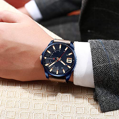 Curren 8371 - Reloj de pulsera para hombre, con correa de piel, color azul - Imagen 5
