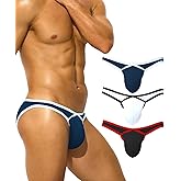 PAIZH Mens Sexy Bulge Pouch Bikini Low Rise Soft Stretch Striped Briefs Underwear for Male