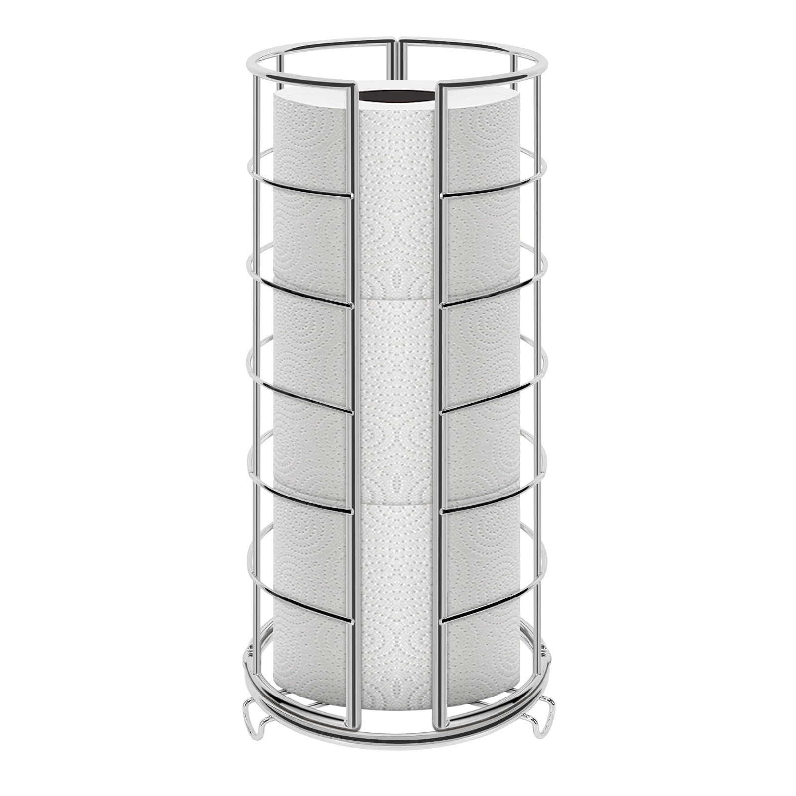 Photo 1 of NearMoon Toilet Paper Organizer Stand, Free Standing 3 Rolls Tissue Storage, Metal Bathroom Accessory, Rustproof Toilet Roll Holder for Kitchen Countertop Inside Cabinet Shelf(Metal Base, Chrome)