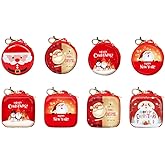 8pcs Christmas Coin Purse Mini Tins Money Wallet Change Box Small Jewelry Trinkets Pouch Xmas Tree Hanging Ornaments For Toddler Present Mixed Pattern