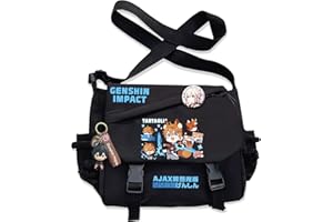 Dalicoter Genshin Impact Handbag Furina Crossbody Bag Single Shoulder Bag Adult Anime 3D Print Backpack Black Bag