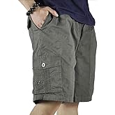 XinnanDe Mens Cotton Loose Drawstring Cargo Short with Full Elastic Waist