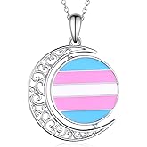 jiulegufa Trans Pride Necklace Sterling Silver Trans Necklace Pride Jewelry for Transgender