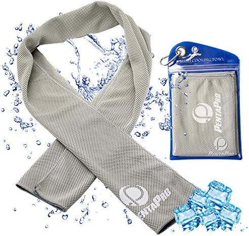 Cooling Sports Towel for Instant Relief, Microfiber Neck Snap Cold Scarf for Exercise Athletes Golf Gym Yoga &amp; Travel (Gray)