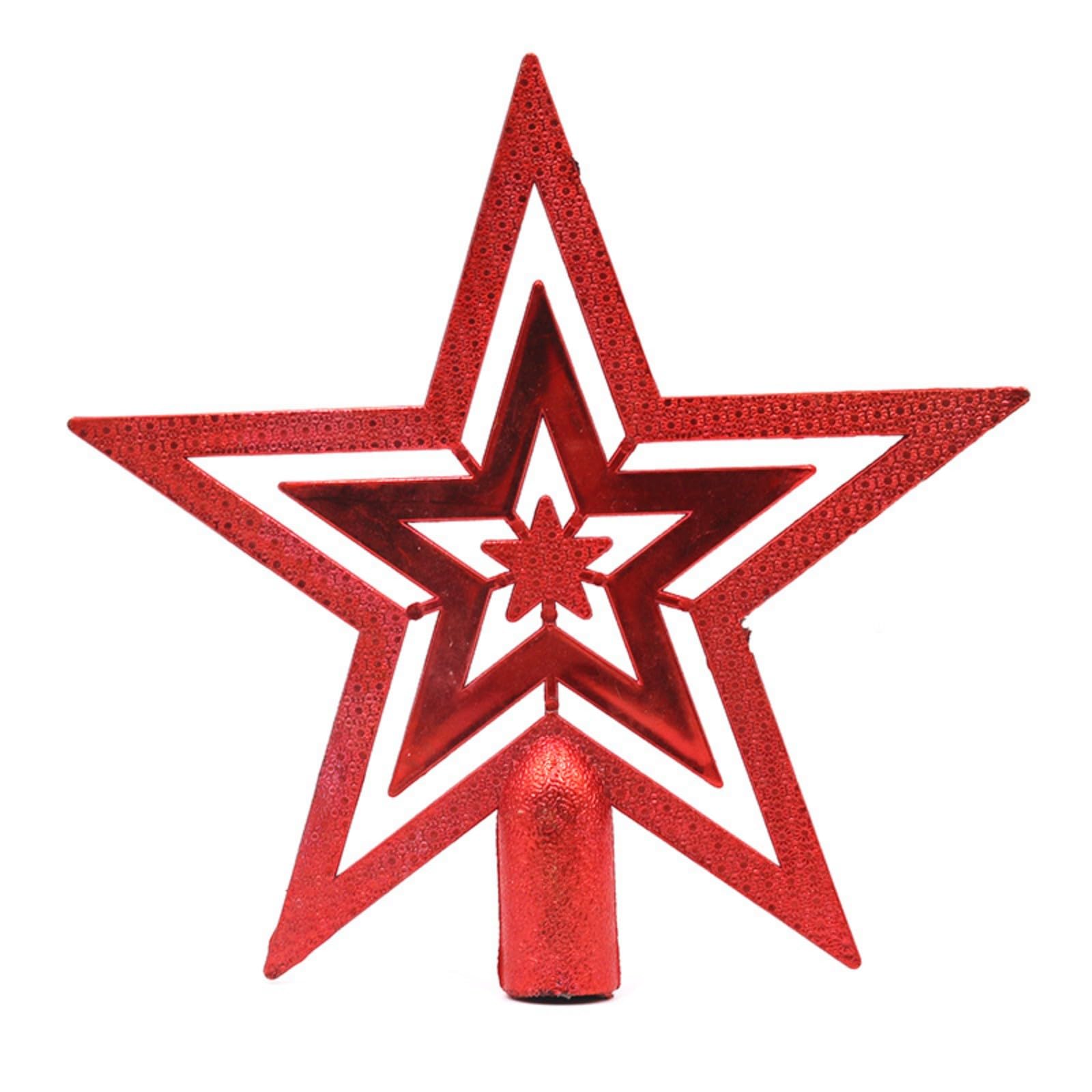 Christmas Tree Topper,20CM Glittered Star Christmas Tree Topper Star Tree Topper，Christmas Tree Tip Star Christmas Tree Topper Star(Red)