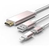 ULTRICS&reg; 2M (6ft) iPad iPhone Android to HDMI AV 3D HDTV HD 1080p High Definition Digital Video Cable Adapter for Apple iOS iPad Mini Air iPhone 5 5s 5C 6 6s Plus, Samsung Galaxy S6 S7 EDGE HTC One Google Nexus LG Sony Xperia Nokia Lumia Tablet with USB Charger Cable MHL lightning