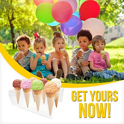 8 Holes Acrylic Mini Ice Cream Waffle Cones Stand Rack to Display Ice Cream Snow Cone Popcorn Candy French Fries Sweets Savory