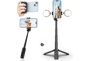 ULANZI SELECT ULANZI JJ02 Mini Phone Tripod with Romote for iPhone - 3 in 1 Cell Phone Selfie Stick Tripod Stand, 4 Sections Extenable Foldable Pocket Size, 2 Cold Shoe Mount 360° Rotation for Smartphone