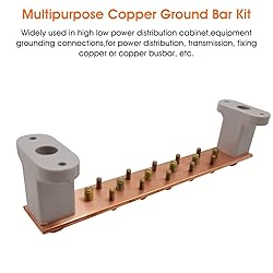 Copper Grounding Bar Kit, 7.8" Copper Bus Bar