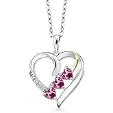 Gem Stone King 0.73 Ct Pink Tourmaline E-F Lab Grown Diamond 925 Silver and 10K Yellow Gold Pendant