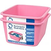 Vakly Plastic Wash Basin, 7 Qt, Rectangular, Graduated, 2 Pack | Hospital bedside soaking tub, Portable washbasin, Washing &amp; cleaning, Foot bath, Face cleansing, Dish washing, Laundry