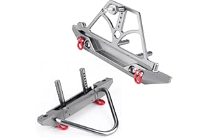 VGEBY1 RC Crawler Bumper, CNC Racing Metal Front Rear Bumper Set with Spare Tire Carrier fit for Axial SCX10 SCX10 II