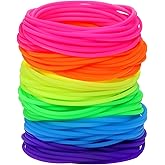 Penta Angel Silicone Jelly Hair Tie Bracelet 30Pcs Adult Size Retro Solid Neon 80s Style Costume Wrist Band Elastics for Men Women Party Favors (30)