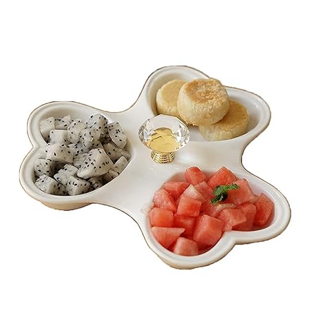 KJinZ Eisplatte, Haushalt dekorative Platte Wohnzimmer Salatplatte Keramik Frühstück Platte Restaurant Hotel Tablett (Farbe :