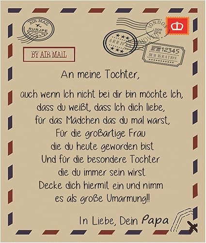 Shenruifa Personalisierte Flanelldecke An Meine Tochter Brief Gedruckt Quilts Luftpost Flanell Wolle Decke Papa Mutter Ermutigen Und Lieben Fur Tochter Flanell Decken Weihnachten Geschenk Deutsche Amazon De Kuche Haushalt