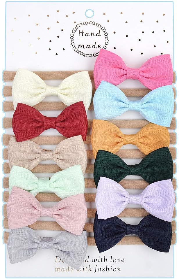 YHXX YLEN Baby Headbands Nylon Hairbands Hair Bow Elastics for Baby Girls Newborn Infant Toddlers (12Pcs-1)