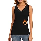 SERSARY Womens Thermal Tank Top V Neck Spaghetti Strap Fleece Camisole Undershirt Warm Underwear Tops Base Layer