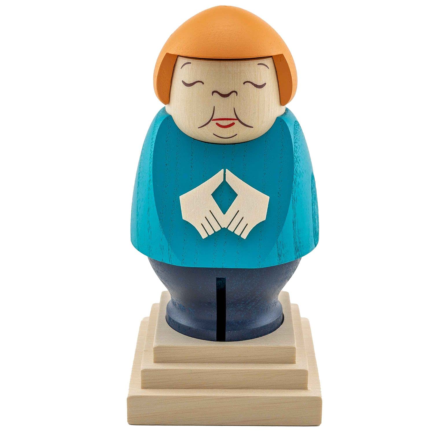 Seiffener Volkskunst | Smoking man Erzgebirge | Politician collector's item smoking woman Chancellor Angela Merkel 14 cm turquoise blazer