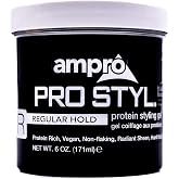 AmPro Pro Styl Styling Gel - Protects and Strengthens Your Strands - Non-Flaking, Alcohol Free, Vegan Formula - Flexible, Touchable Hold for All Hair Textures - Regular - 6 oz