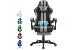 Ferghana Grey Gaming Chairs with Footrest,PC Gaming Chair,Computer Chair, E-Sports Chair,Ergonomic Office Chair with Adjustable Headrest and Lumbar Support(Grey)