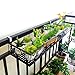 Saim Large Hanging Plant Holder Railing Shelf, Metal Fence Planters with Hooks Flower Bucket for Balcony Outdoor Garden Window Porch Patio （23.5x8x4.5 Inch- Black