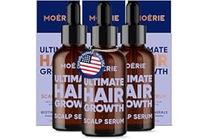 MOERIE Ultimate Hair Growth Serum for Natural Hair Regrowth & Thickening - Anti Thinning & Hair Loss Treatment for Women - Rapid Hair Growth Products (1.69 Fl Oz (Pack of 3))