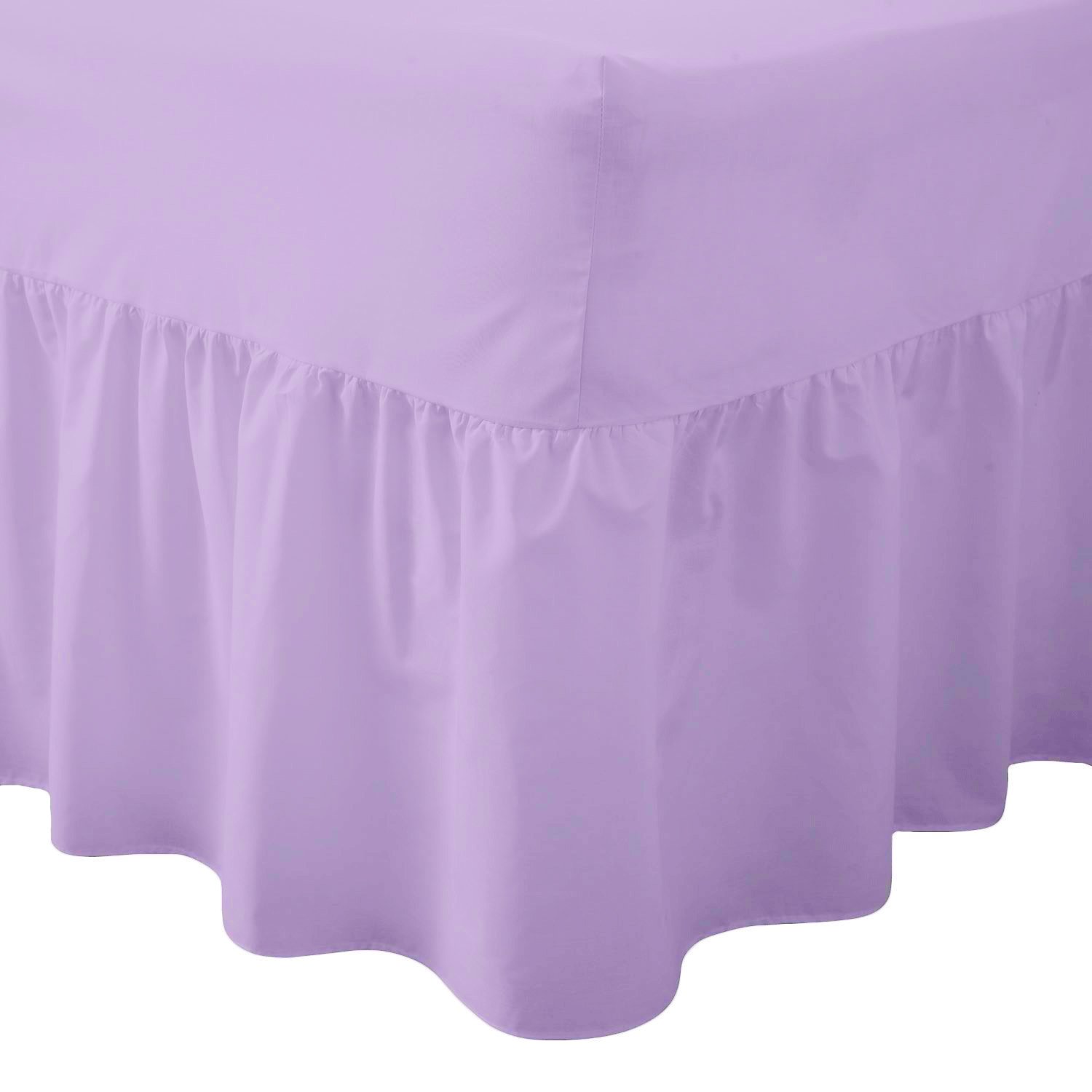 AmigoZone Plain Pollycotton Valance Fitted Sheet Or Pillow Pair Cases (Super King, Lilac)