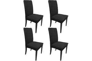 NORTHERN BROTHERS Dining Room Chair Covers Set of 4, Dining Chair Covers Stretch Removable Washable Parson Chair Slipcover for Dining Room (Black)