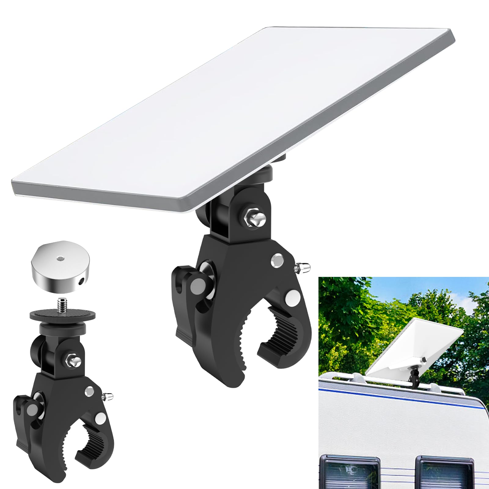 Photo 1 of Starlink Mini Mount,Adjustable Clamp Pole Mount for RV Ladders Yacht Guardrails and Roof Rack,Starlink Mini Accessories for Horizontal Pipe Diameter 0.67”-1.4”,Suit for Original Pipe Adapter