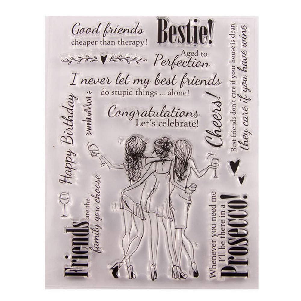 arriettycraft Bestie Cheers Friends Party Stamps Rubber Clear Stamp/Seal Scrapbook/Photo Decorative Card Making Clear Stamp