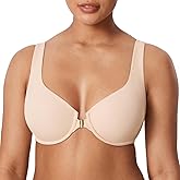 DELIMIRA Women's Confishape Front Closure Bras Balconette Plus Size Full Coverage Underwire Unlined Bra