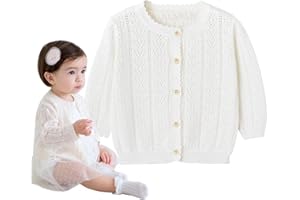 Simplee kids Baby Girl Thin Sweater Solid White Pink Cardigans for Toddler 0-3Years