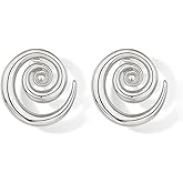 Gold Spiral Stud Earrings for Women,Silver Geometric Chunky Metal Swirl Earrings,Statement Thick Coil Jewelry Gifts for Party Prom