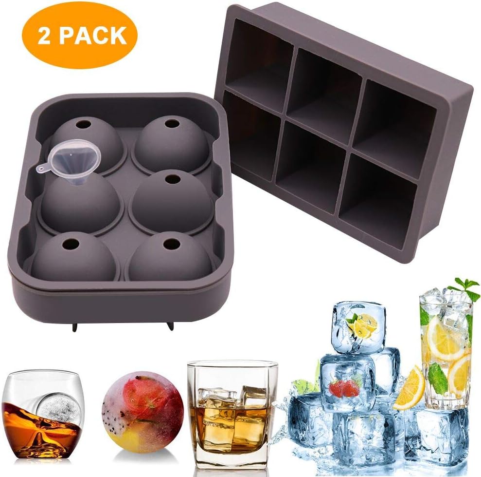 Ice Cube Trays,Silicone Ice Cube Tray Big,Silicone Ice Ball with Lid,Large Ice Square Molds,Reusable Mold and Dishwasher Safe