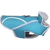 VIVAGLORY Frostfit Dog Coat, Dog Jacket for Winter & Cold Weather, Warm Fluffy Fleece Lined Water Resistant Reflective for Puppy, Coat with Leash Hole, XS, Turquoise