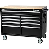 Amazon Com 46 In Mobile Storage Cabinet With Wood Top Tool Cart Workbench Home Improvement